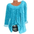 thumbnail image 7 of Tejiojio Women Clothes Women Plus Size Round Neck Print Blouse Pullover Tops Long Sleeved Blouses Shirts, 7 of 7