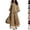 21# Camel, variant on Linen Two-piece Set for Women 3/4 Sleeve V Neck Top and Casual Wide Leg Pants Beach Vacation Cozy Outfits Camel S