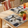 thumbnail image 4 of Black Brown Geometric Placemats Set of 6 Modern Abstract Textured Place Mats Indoor Wipeable Table Mats Washable Cloth Dining Table Placemats for Kitchen Holiday Party Home Decor 13x19 Inch, 4 of 9