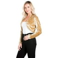 thumbnail image 5 of Fashion Secrets Women's Collarless Velvet Velour Bolero Shrug Cardigan (Large, Gold), 5 of 5