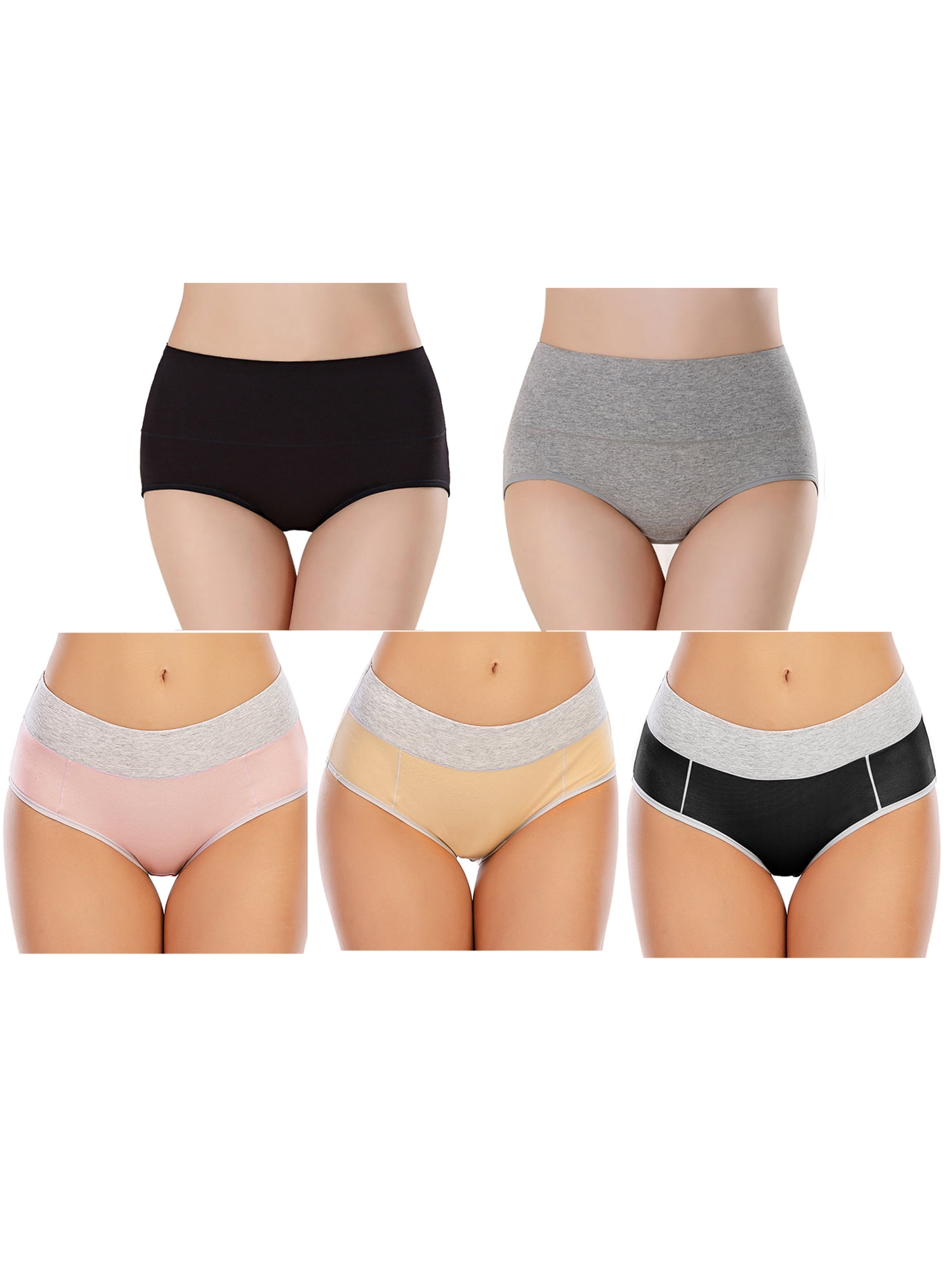 Womens' Comfort Cotton Briefs Firm Tummy Control Underwear Panty High