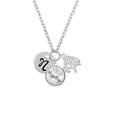 thumbnail image 2 of Delight Jewelry Silvertone Large Script Letter - N - 3/4'' Disc - Let Things Go Fall Zoey Charm Necklace, 28", 2 of 4