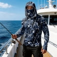 thumbnail image 3 of Men Hooded Long Sleeve Sun Protection Jacket Camouflage Print Lightweight Pullover Outdoor Casual Top with Zipper Pocket, 3 of 7