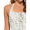 thumbnail image 5 of INSPIRE CHIC Halter Neck Floral Dress for Women's Summer Sundress Sleeveless Lace Up Midi Dress XS White Blue, 5 of 6