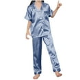 thumbnail image 2 of lmcalzta 2 Piece Sets for Kids 2 Piece Sleepwear Lapel Button down Short Sleeve Tops Nightwear Outfits with Pants(2-12T), 2 of 6