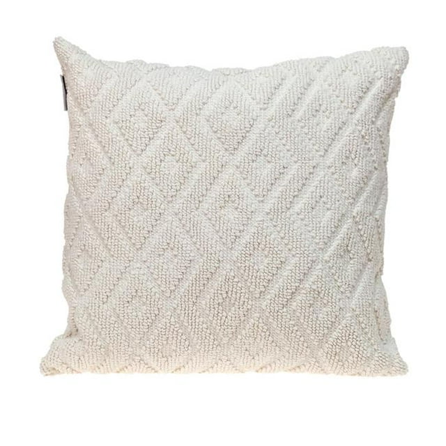 HomeRoots 402718 Coussin Décoratif Blanc à Motif Losange Jacquard
