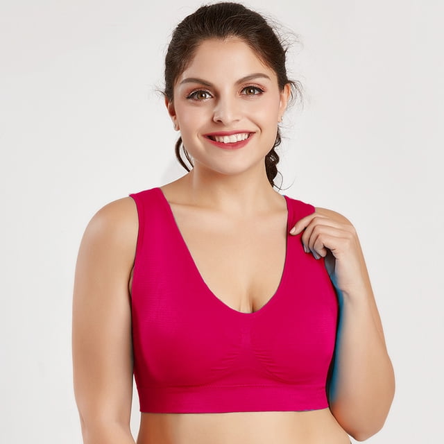 Sujetador deportivo sin aros de talla grande, Push Up/Fitness/Seamless Bra Eccomum Rosa/S-3XL