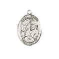 thumbnail image 2 of Medium Men's Oval Pewter Saint Edwin Medal Pendant on 24 Inch Rhodium Plated Heavy Curb Brass Chain with Lobster Claw Clasp, Catholic Religious Necklace -Made in USA- Deluxe Velvet Gift Box, 2 of 6