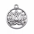 thumbnail image 2 of K-KED 200 Pcs Antique Silver Lotus flower Charms Pendant 19X19MM C14544, 2 of 3