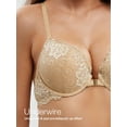 thumbnail image 6 of Deyllo Women's Lace Front Clourse Push Up Bra Padded Plunge Underwire Racerback Bra, Nude 32DDD, 6 of 8