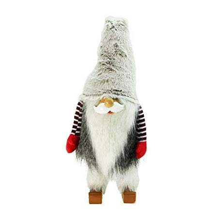 Northlight Plush and Fuzzy Bobble Nordic Santa Christmas Gnome Tabletop Figure, 29.5", Gray