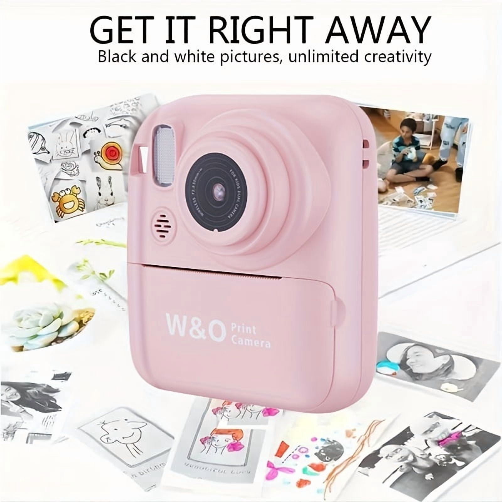 Instant Print Digital Camera with 2.4" Screen - 48MP FHD Photo Printer, Flash, MP4, Puzzle Game, Includes 32GB TF Card & Reader, Mini Portable Camera for Kids Gift