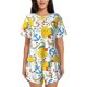 thumbnail image 1 of Fotbe Ducks and Anchors Conjunto de Pijama Estampado para Mujer, 2 Piezas, Ropa de Dormir con Camiseta de Manga Corta y Shorts Suaves-3X-Large, 1 of 6