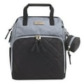 thumbnail image 1 of Baby Essentials Super Cooler Main Frame Dual Zipper Closure Diaper Bag Backpack Tote with Matching 6-Ply Changing Pad, Insulated Bottle Pockets, Stroller Straps and Pacifier Pouch in Grey & Black, 1 of 6