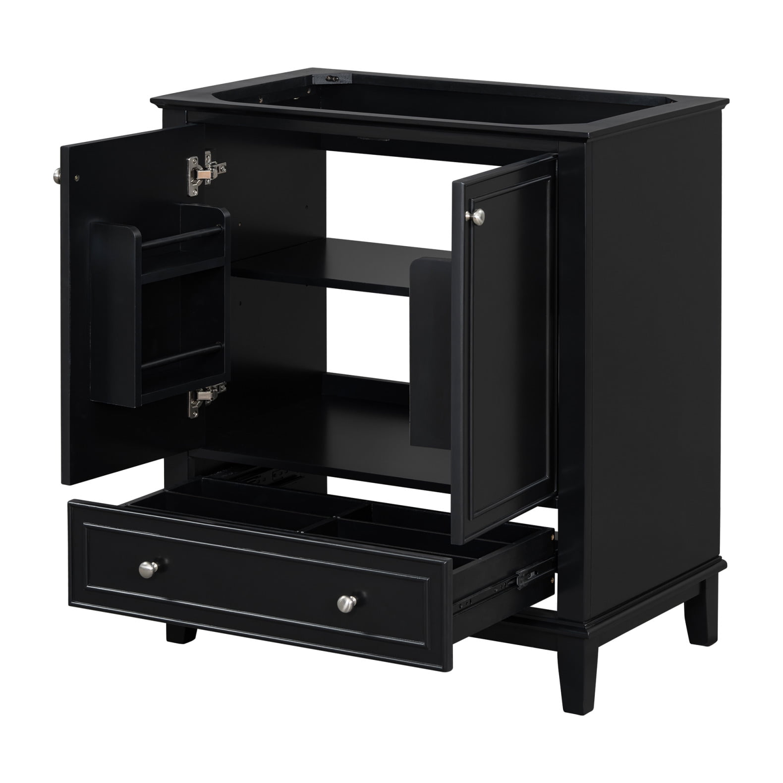 30" Bathroom Vanity Without Sink, Free Standing Wooden Bathroom Cabinet with Doors and Drawer, Multi-functional Under Sink  Storage Cabinet, Black