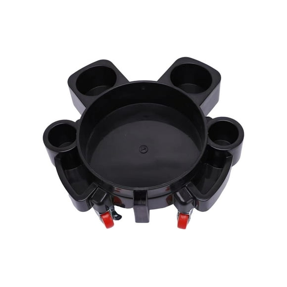 Bucket with 2 Locking Casters Heat Resistance Multi Holder Car Wash Detailing , Black