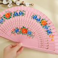 thumbnail image 4 of Wooden Handheld Folding Fan Printed Handmade Dance Fan Home Decoration Ornaments Craft Gifts For Guest, 4 of 12