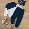 thumbnail image 4 of TOWED22 Toddler Baby Boy Clothes Color Block Fall Winter Outfit Long Sleeve Round Neck Sweatshirt and Pants Infant Set,Navy,12-18 M, 4 of 9