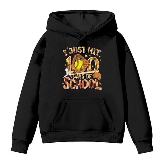 JAJAHO 100 Days Of School Kids Hoodies Boys Girls Printed Long Sleeve Sweatshirt 100Th Day Of School Celebration 2-13 Years Soft Tops