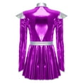 thumbnail image 4 of Oyolan Womens Alien Robot Fancy Dress Metallic Shiny Long Sleeve Dress with Belt Carnival Party Outfits Purple XXL, 4 of 5