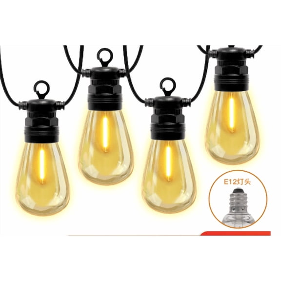 DAYBETTER Outdoor String Lights, 50FT Heavy-Duty Patio Lights with 15 LED Bulbs, Shatterproof & Waterproof, for Balcony, Deck, Garden Lights