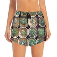thumbnail image 4 of Lsque Cactus Garden Printed Women's Running Shorts with Liner Pockets,Elastic Quick Dry Workout Athletic Gym Yoga Shorts,Womens High Waist Shorts-, 4 of 9