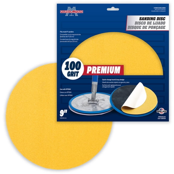 MARSHALLTOWN Radial Sanding Disc, 100 Grit Sandpaper, Premium Grade, PREM100