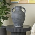 thumbnail image 2 of DecMode 16" Whitewashed Textured Amphora Black Ceramic Vase with 2 Handles, 2 of 10