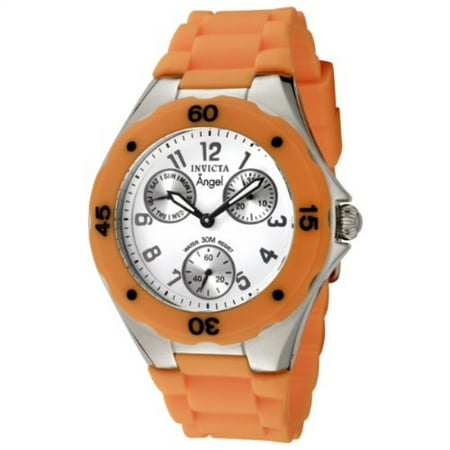 Women's 0696 Angel Collection Multi-Function Stainless Steel Orange Polyurethane Watch
