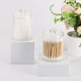 thumbnail image 3 of GYTF 4 Pack Qtip Holder Dispenser for Cotton Ball,Cotton Swab,Cotton Round Pads,Floss Picks - Small Clear Plastic Apothecary Jar Set for Bathroom Canister Storage Organization,Vanity Makeup Organizer, 3 of 8