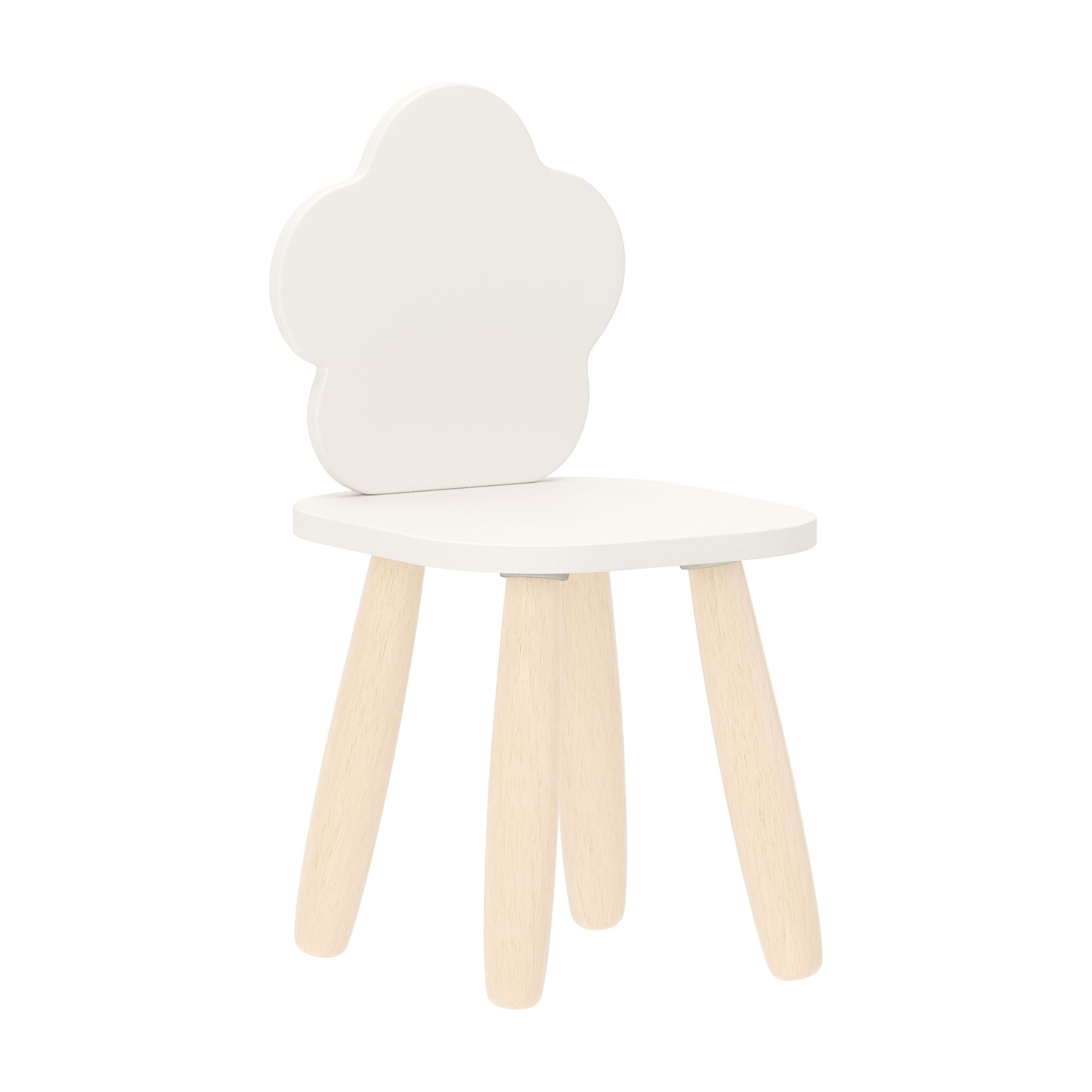 Buzz & Bloom Kids 3-Piece Wooden Cloud-Shaped Table and Chairs Set, White/Natural