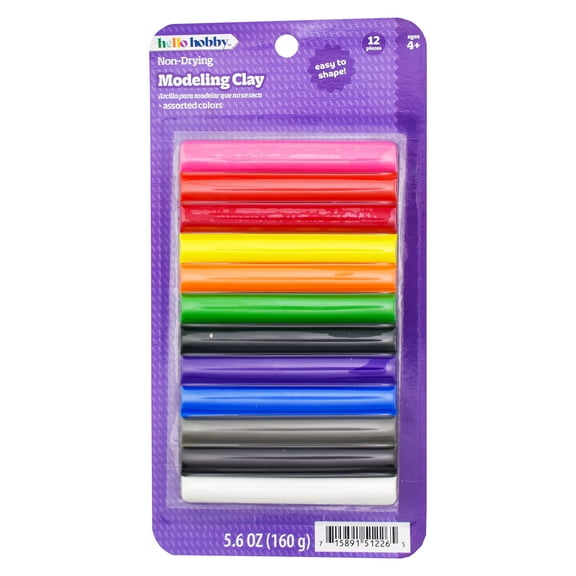 Hello Hobby EZ Shape Non-Drying Modeling Clay, 12 Pieces