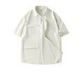 thumbnail image 5 of YLSDY Fashion Button Down Shirt for Men Lightweight Soft Short Sleeve Shirts Summer Casual Loose Solid Color Beach Shirts Tops White XXXL, 5 of 9