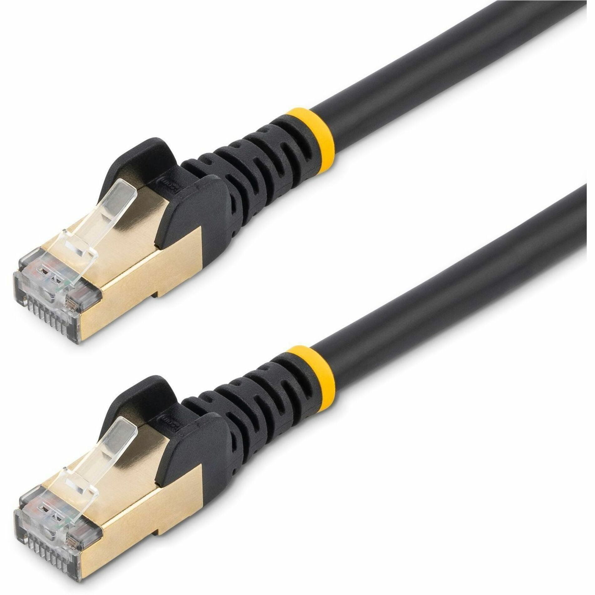 StarTech 7ft CAT6a Ethernet Cable - 10 Gigabit Shielded Snagless RJ45 100W PoE Patch Cord - 10GbE STP Network Cable with Strain Relief - Black - UL, TIA (C6ASPAT7BK)