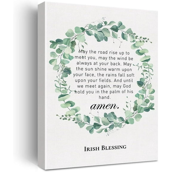 Christian Canvas Wall Art May the Road Rise Up to Meet You Irish Blessing Canvas Print Positive Scripture Canvas Painting Home Bedroom Wall Decor Framed Wedding Gift 12x15 Inch