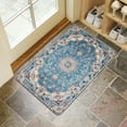 thumbnail image 4 of Bohemian Blue Floral Patterned Carpet Door Mat Welcome Door Mat for Front Door, Home Entrance, Yard, Floor, Patio, Non Slip Spring Summer Welcome Mat Indoor Outdoor Doormat 30"*17", 4 of 6