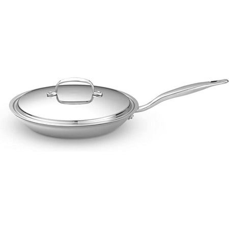 

Fry Pan Titanium Strengthened 316Ti Stainless Steel Pan with 5-Ply Construction - Induction-Ready and Fully Clad 10.5 Inch