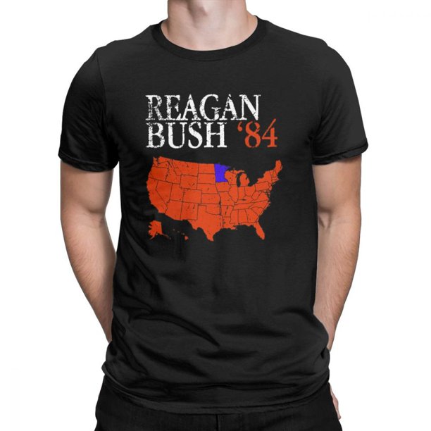 Camiseta de algodón desgastada para hombre, con la imagen de Reagan Bush '84, Ronald George, elecciones presidenciales, camisetas republicanas, tallas grandes