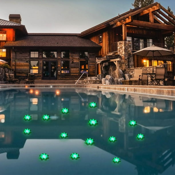 Lámpara LED impermeable flotante Lotus luz flor lámpara estanque piscina decoración (verde) Ehuebsd Para estrenar