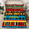 thumbnail image 2 of Manfei Retro Geometric Triangle Queen Sheet Sets,Vintage Plaid Stripe Flat Sheet,Colorful bohemian Style Queen Fitted Sheet For Girls Kids,Microfiber Bedroom Decor,4pcs, 2 of 7
