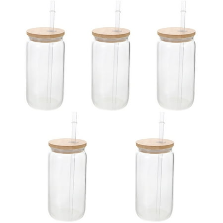 5 Pieces Cola Cup Drinking Glass Iced Beverage Cups Vasos Con Tapas Para Bebidas with Straw Lid