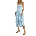 thumbnail image 2 of Faithtur Robe Longue à Imprimé Floral pour Femme, Col en V, Volants Superposés, Sans Manches, Robe Camisole, Robe d'Été Décontractée pour la Plage et les Fêtes, 2 of 9