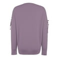 thumbnail image 6 of Fesfesfes Women's Loose Long Sleeve Shirts Solid Color Lace Up Recreational Pullover Knitting Sweater Tops, 6 of 9