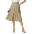 thumbnail image 1 of Unique Bargains Jupe Midi Évasée en Chiffon sous le Genou pour Femmes, Kaki, TP, 1 of 4