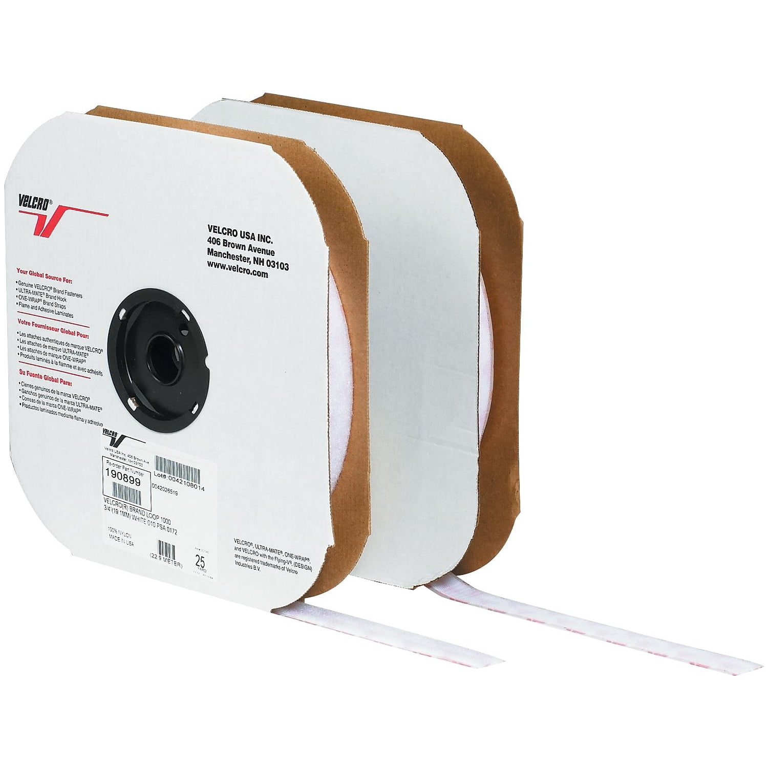 VELCRO Brand Velcro Tape Individual Strips Loop 2" x 75' White 1/Case VEL140