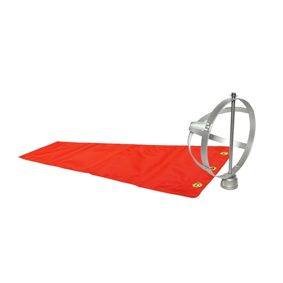 Airport Windsock Corporation 6" X 24" Orange Windsock and 6" Aluminum Frame Combo USA Made