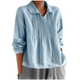 thumbnail image 2 of Womens Long Sleeve Tops Work Button down Shirts for Women Spring And Summer V-Neck Long Sleeve Solid Loose Casual, 2 of 3