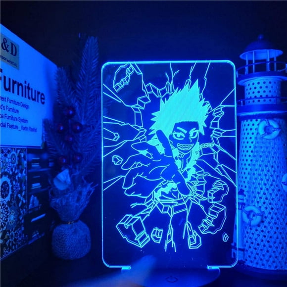 My Hero Academia Eijiro Kirishima Boku no Led Anime Lamp 7 Colors Changing 3D Night Lights lampara for Home Decor
