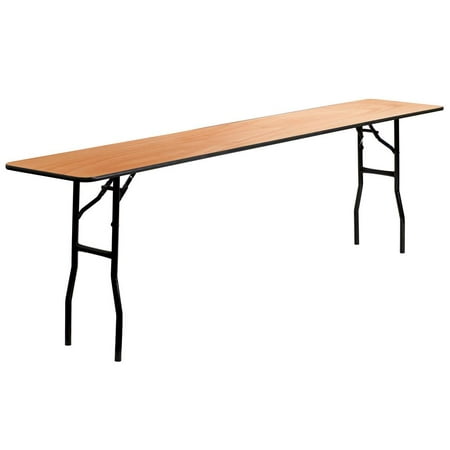18'' x 96'' Rectangular Wood Folding Training / Seminar Table with Smooth Clear Coated Finished