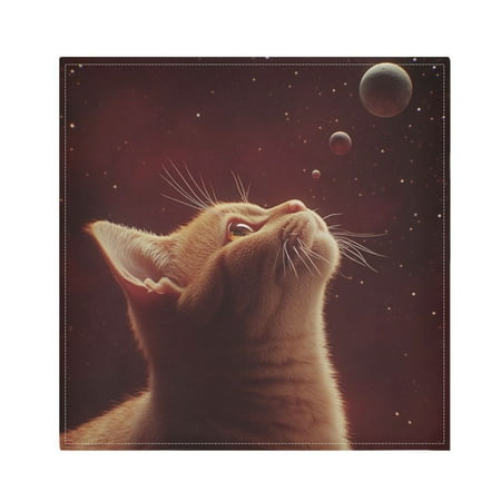 

WOBOGO Orange Cat The Universe Pattern Cloth Napkins 4 Pieces Soft Elegant Touch Durable Absorbent Quick Drying for Elegant Dining